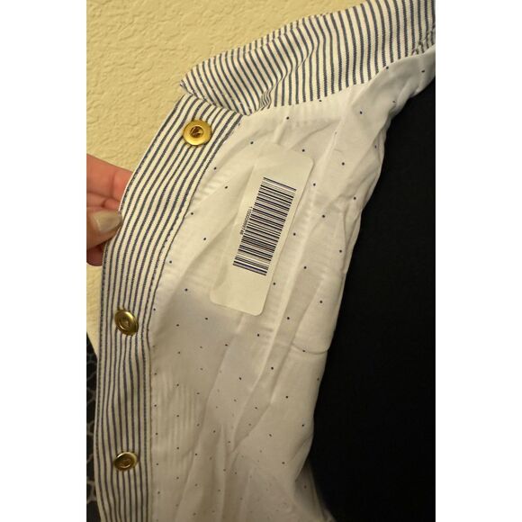 Chico's Fully Lined Snap Striped Jacket - Sz 2 (12/14) - Picture 6 of 15
